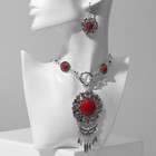 Набор 2 предмета: серьги, колье «Индия», цвет красный в чернёном серебре, 52 см - Фото 1