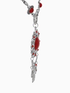 Набор 2 предмета: серьги, колье «Индия», цвет красный в чернёном серебре, 50 см - Фото 4