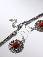 Набор 2 предмета: серьги, колье «Индия», цвет красный в чернёном серебре, 50 см - Фото 7