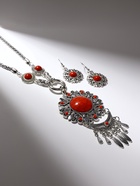 Набор 2 предмета: серьги, колье «Индия», цвет красный в чернёном серебре, 50 см - Фото 8