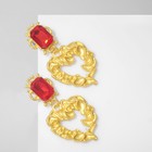Серьги «Сердце» Афины, цвет красный в золоте - фото 7009112