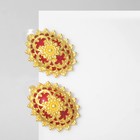 Серьги «Ажур» цветочный, цвет красный в золоте - фото 7009114