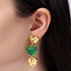 Серьги ассорти «Сердца», цвет зелёный в золоте - фото 23951740