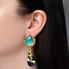Серьги пластик «Карст», цвет сине-зелёный в золоте 9668016 - фото 16606414