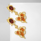 Серьги висячие «Сердце», сокровищ, коричневые в золоте, 7 см  (артикул 9668017)  большой выбор товаров оптом и в розницу по низким ценам с доставкой