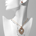 Гарнитур 2 предмета: серьги, кулон «Сердце» леди, цвет красно-белый в золоте, 48 см - Фото 2