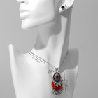 Гарнитур 2 предмета: серьги, кулон «Соло» овал, цвет красный в чернёном серебре, 48 см - фото 8980492