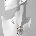 Гарнитур 2 предмета: серьги, кулон «Роса» октет, цвет белый в золоте, 48 см - фото 23657471