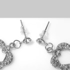 Серьги со стразами «Сердце» переплетение, белые в серебре - Фото 2