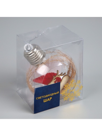 Ёлочный шар «Олень», d=8 см, 1 LED, от батареек, свечение тёплое белое