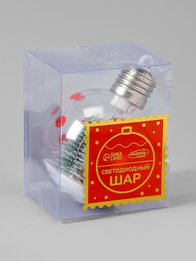 Ёлочный шар «Снеговик», d=8 см, 1 LED, от батареек, свечение тёплое белое