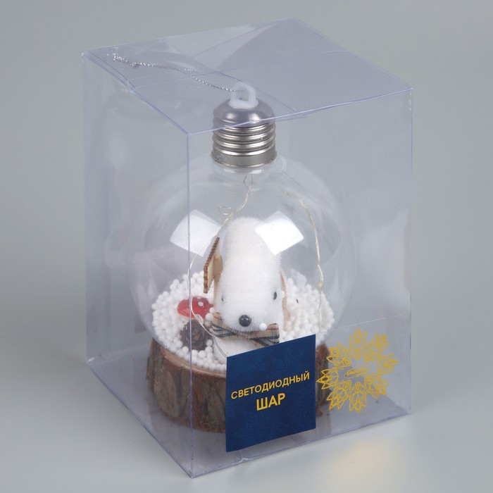 Ёлочный шар «Заяц», батарейки, 1 LED, свечение тёплое белое - фото 1878305676