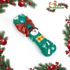 Игрушка пищащая для собак "Новогодняя кость с бантиком", виниловая, 18 х 5,6 х 4 см, зелёная - Фото 1