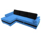 Угловой диван «Канкун», механизм дельфин, велюр, угол левый, цвет голубой / чёрный - Фото 5