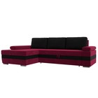 Угловой диван «Канкун», механизм дельфин, микровельвет, угол левый, цвет бордовый / чёрный - Фото 1