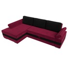 Угловой диван «Канкун», механизм дельфин, микровельвет, угол левый, цвет бордовый / чёрный - Фото 5