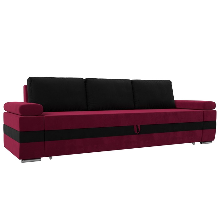 Прямой диван «Канкун», механизм дельфин, микровельвет, цвет бордовый / чёрный - Фото 1