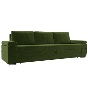 Прямой диван «Канкун», механизм дельфин, микровельвет, цвет зелёный
