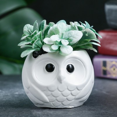 Фигурное кашпо для цветов «Сова», 6.5×7.5×6 см, гипс, белое