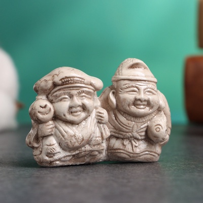 Фигурка «Дайкоку и Эбису», слоновая кость, 6×3×4 см