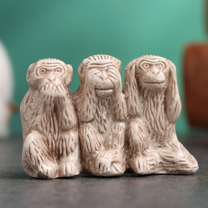 Фигура "Три обезьяны" слоновая кость, 3х5х2см - Фото 1