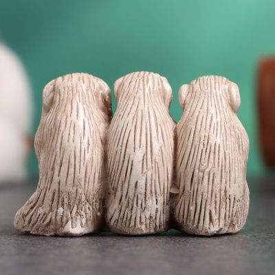 Фигурка гипс «Три обезьяны», слоновая кость, 3×5×2 см