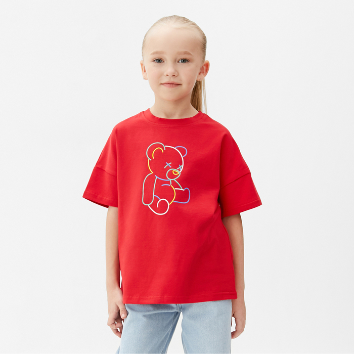 Футболка детская MINAKU "Gummy bear", цвет красный, рост 98 см - Фото 1