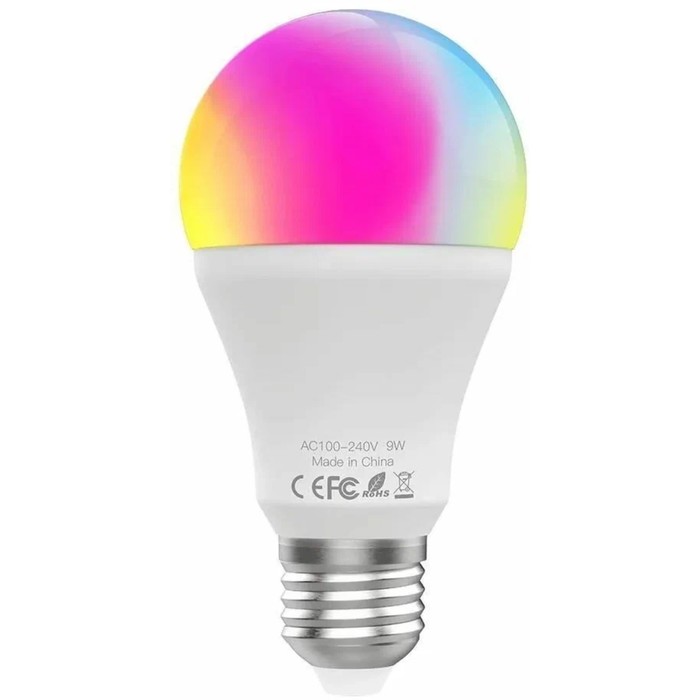 Умная лампочка MOES WB-TDA9-RCW-E27, E27, 9 Вт, 806 Лм, разноцветная, голосовое управление - Фото 1