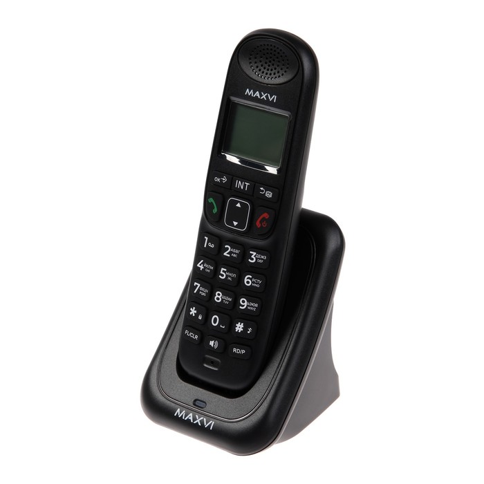 Радиотелефон DECT Maxvi AM-01, Caller ID, интерком, спикерофон, АОН, конференц-связь, черный