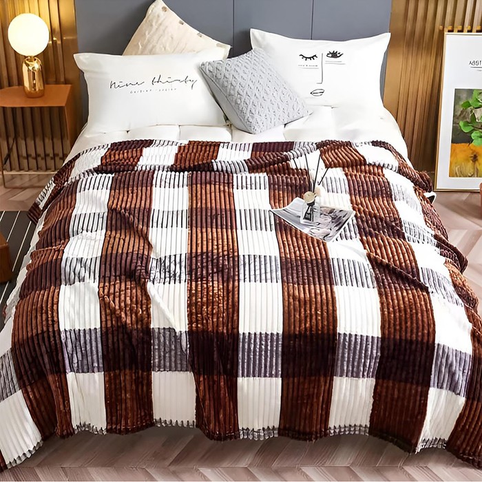 Плед «Бастион» 150×200 см, велсофт, каштановый - Фото 1