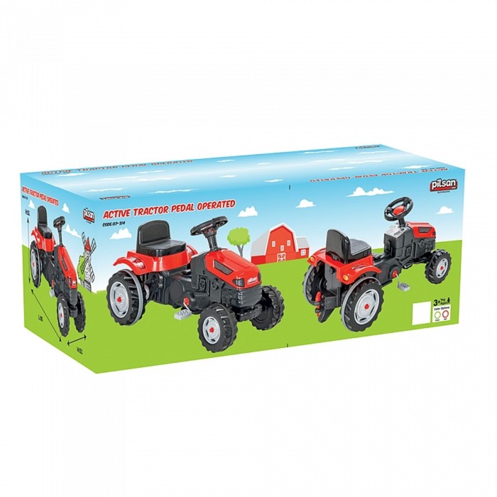 Трактор на педалях, цвет красный - фото 1904875366