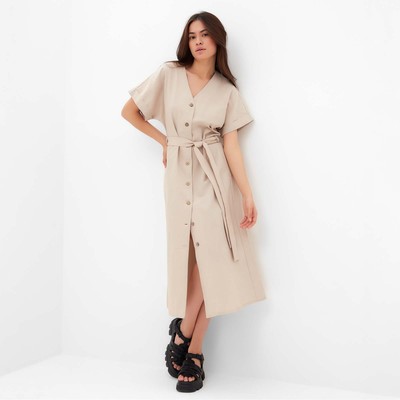 Платье женское на пуговицах MIST Summer time, бежевый, р.42