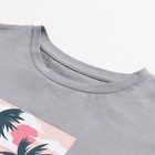 Комплект для девочек (футболка, шорты), цвет серый/мята, размер 110 см - Фото 3