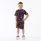 Комплект (футболка, шорты) для мальчика, цвет джинс/обезьянки, рост 104 см - фото 10811896