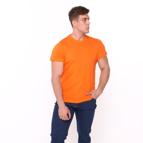 Футболка мужская однотонная, цвет оранжевый, размер 48