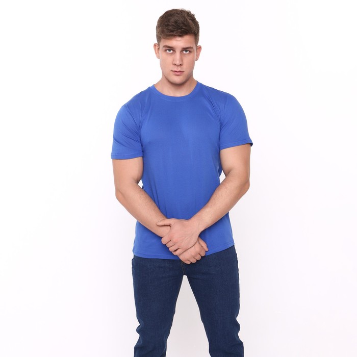 Футболка мужская однотонная, цвет индиго, размер 56 - Фото 1
