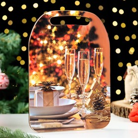 Доска разделочная "Новогодний стол с бокалами шампанского!", 24,5х0,6 см