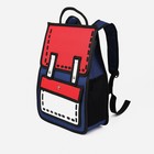 Рюкзак детский на молнии, цвет синий/красный - фото 7009640