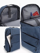 Рюкзак городской на молнии, с карманами, отделом для ноутбука, USB портом, однотонный, размер 30×12×43 см, синий - Фото 6