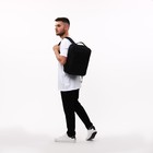 Рюкзак мужской на молнии, 4 наружных кармана, с USB, цвет чёрный - фото 9930374