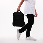 Рюкзак мужской на молнии, 4 наружных кармана, с USB, цвет чёрный - фото 9930375