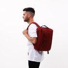 Рюкзак мужской на молнии, 4 наружных кармана, с USB, цвет бордовый - Фото 6