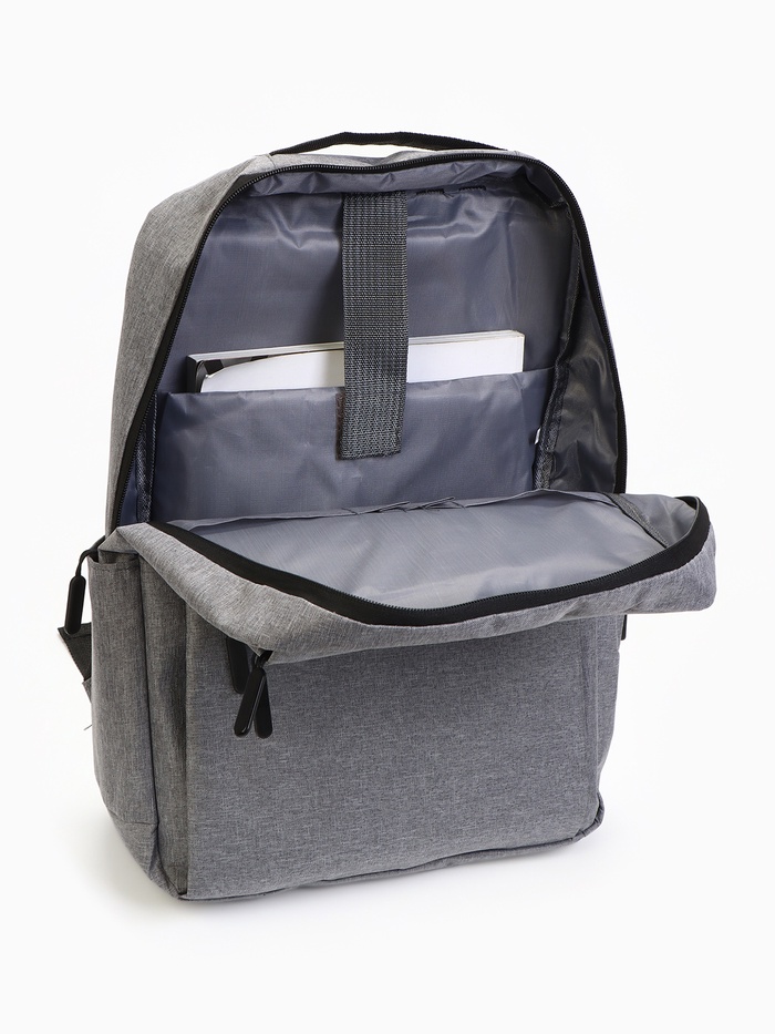 Рюкзак городской на молнии, с USB, 4 кармана, размер 30×12×43 см, серый - Фото 1