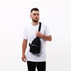 Сумка-слинг мужская из текстиля, отверстие для наушников, цвет чёрный - фото 47162689