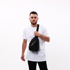 Сумка-слинг мужская из текстиля, отверстие для наушников, цвет чёрный - фото 24251609