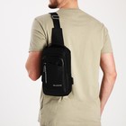 Рюкзак-слинг на молнии, 2 наружных кармана, с USB, цвет чёрный - фото 2887967