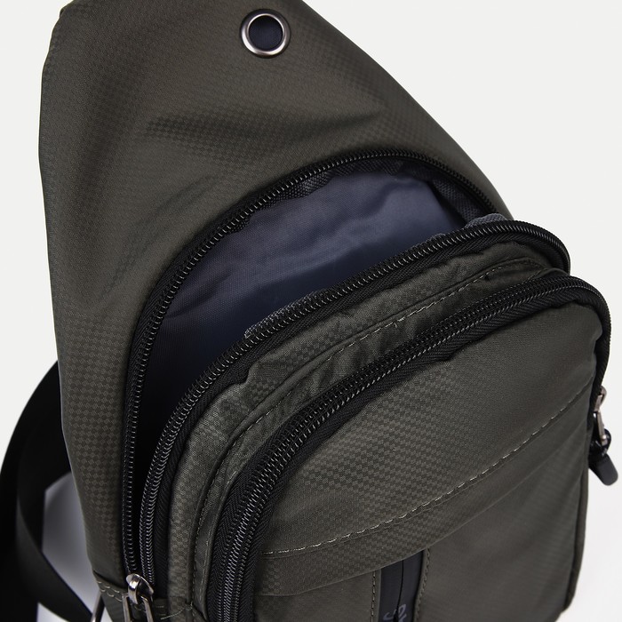 Рюкзак-слинг 18*6*30 см, 1 отд на молнии, 2 н/кармана, выход д/наушников, зеленый