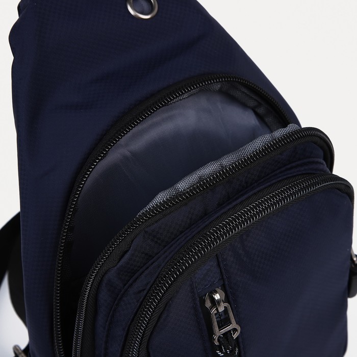 Рюкзак-слинг 18*6*30 см, 1 отд на молнии, 2 н/кармана, выход д/наушников, синий