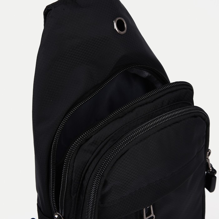 Рюкзак-слинг 18*6*30 см, 1 отд на молнии, 2 н/кармана, выход д/наушников, черный
