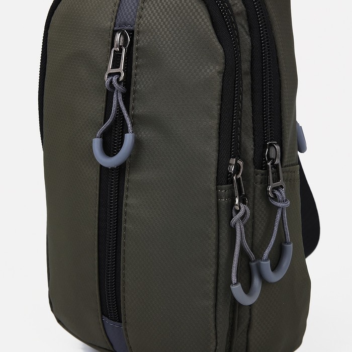 Рюкзак-слинг 15*5,5*29 см, 1 отд на молнии, 3 н/кармана, выход д/наушников, зеленый